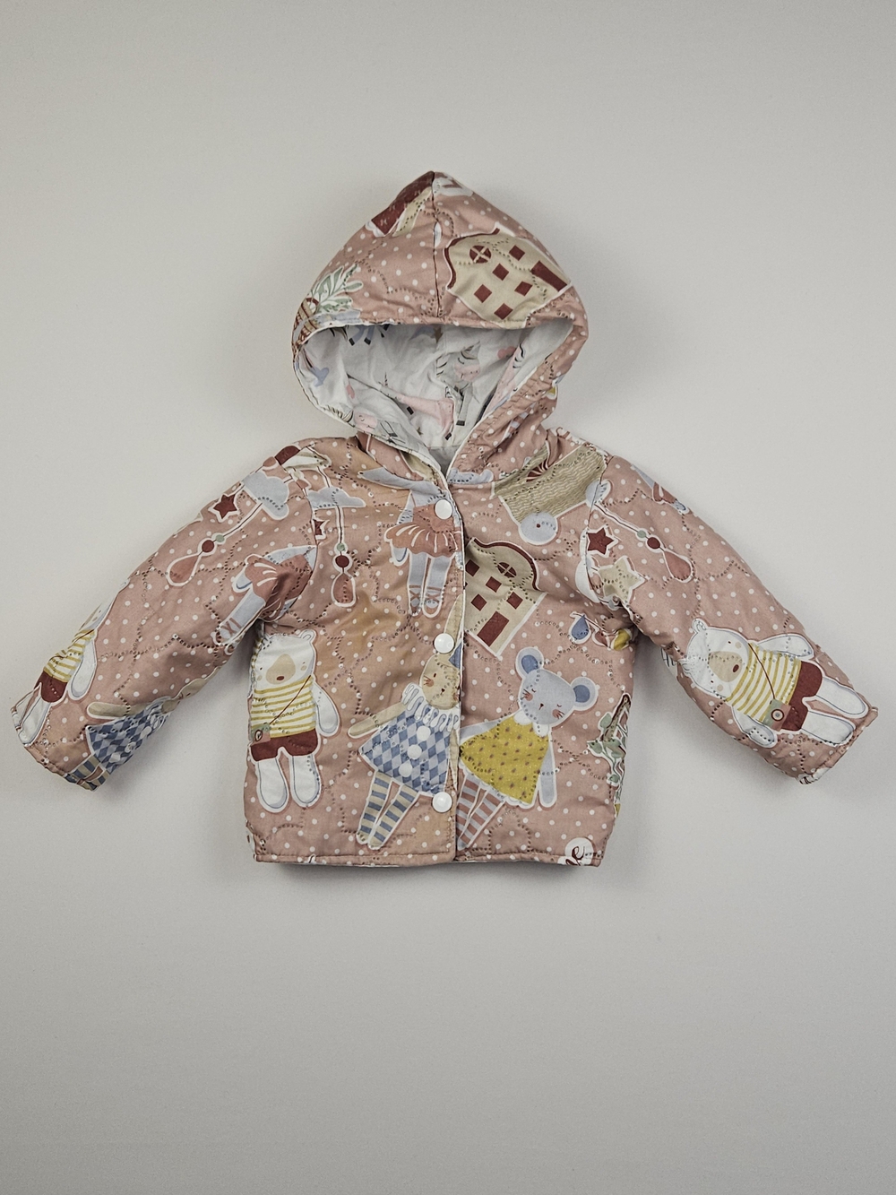 Handmade Reversible Jacket Unicorn Rainbow Bunny Bear Hooded Coat 12-18M